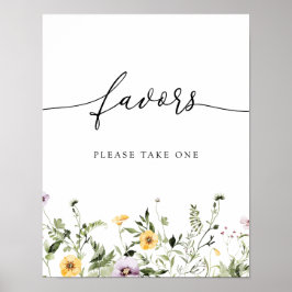 Póster Delicada flor silvestre amarilla favorece el Rótul