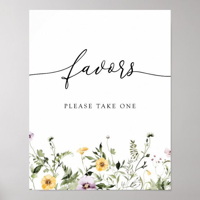 Póster Delicada flor silvestre amarilla favorece el Rótul (Frente)