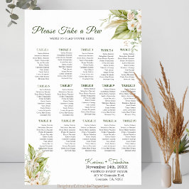 Póster Delicada Pampas Tome un asiento Boda de pew