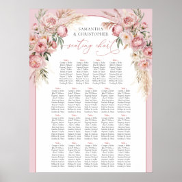 Póster Delicadas peonías blandas pampas arco boho