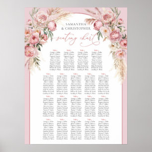 Póster Delicadas peonías blandas pampas arco boho