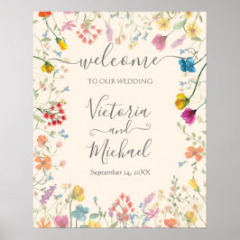 Póster Delicado Boda floral de flores silvestres signo de