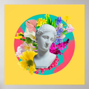 Póster Delicado. Collage con el aislamiento de la estatua