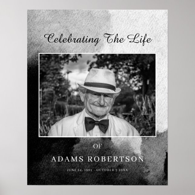 Póster Delicado Foto de Bienvenida de Funeral en Blanco y (Frente)