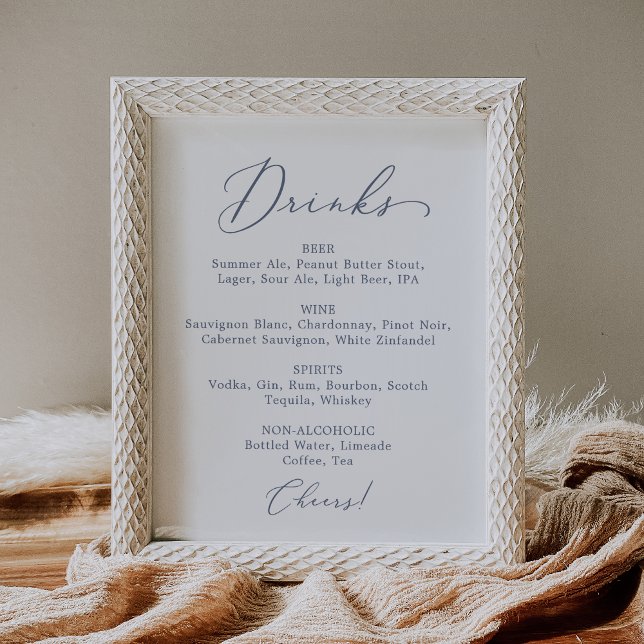 Póster Delicado Rótulo del menú Boda azul turbio (Subido por el creador)