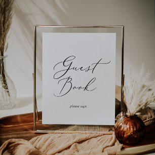 Póster Delicate Black Calligraphy Guest Book Sign