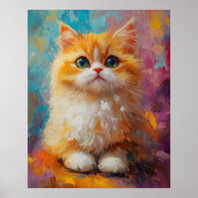 Póster Delicate Persian Kitten — Cute Pastel Art Print (Frente)