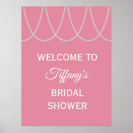 Póster Delicate Pink Pearls Bridal Shower Poster