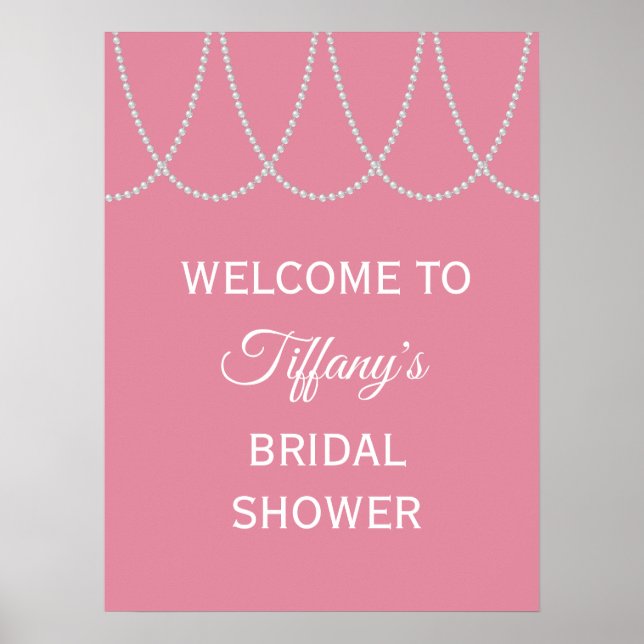 Póster Delicate Pink Pearls Bridal Shower Poster (Frente)