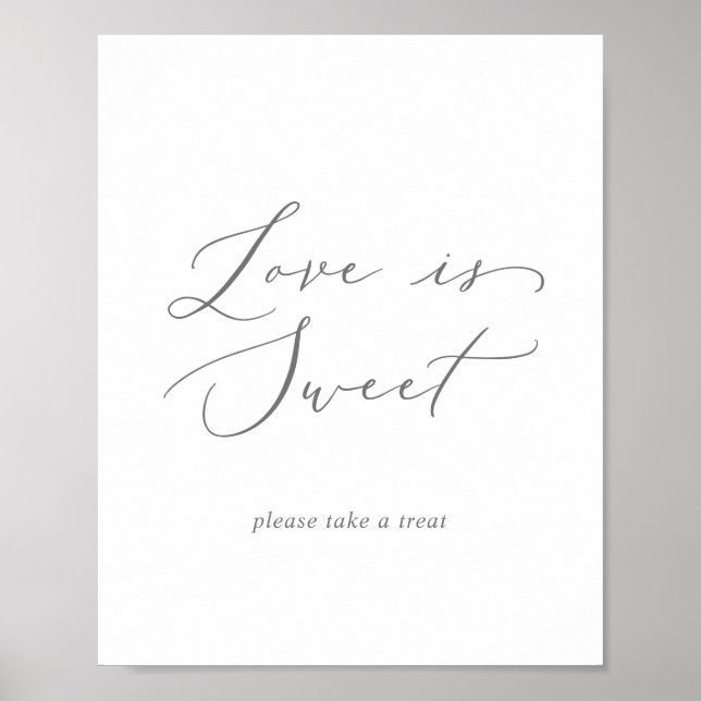 Póster Delicate Silver Love Is Sweet Wedding Sign (Frente)