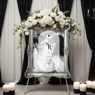Póster Delicate Vellum Transparency Black White Initials