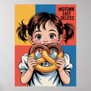 Póster delicia de pretzel de NYC Midtown East