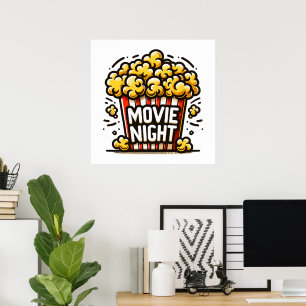 Póster Delicia Noche de Cine Palomitas Divertidas