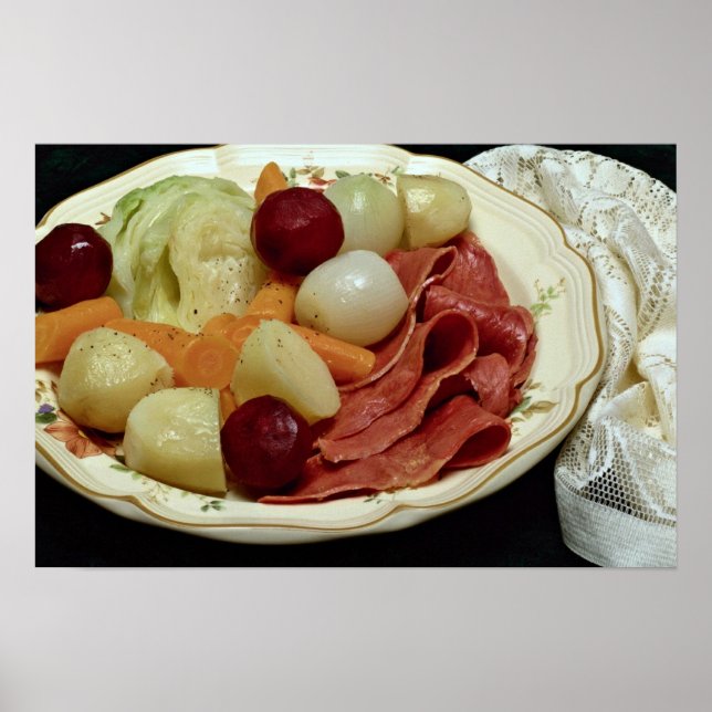 Póster Deliciosa carne de ternera y col (Frente)