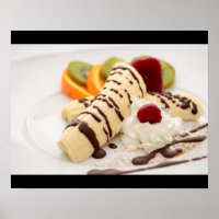 Deliciosa crema batida y postre banana
