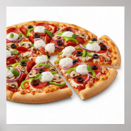 Póster Deliciosa pizza con ingredientes