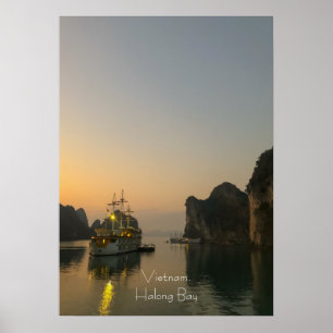 Póster Deliciosa puesta de sol en Halong Bay Vietnam Fund
