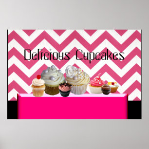 PÓSTER DELICIOSAS CUPCAKES TIENDA DEL DESIERTO / PINK BLA