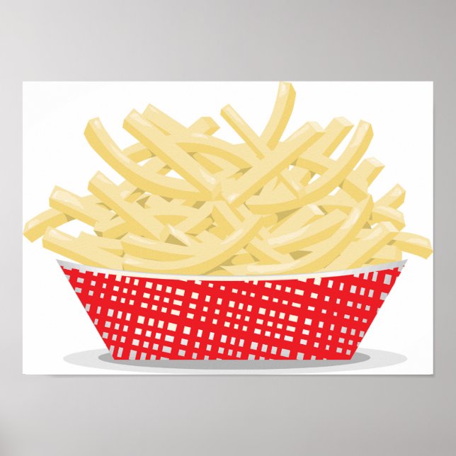 Póster Deliciosas patatas fritas retro comida rápida  (Frente)