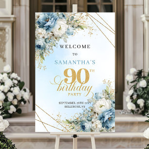 Póster Delicioso Boho azul polvoriento dorado bienvenida 