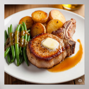 Póster Delicioso diseño de cena de cerdo