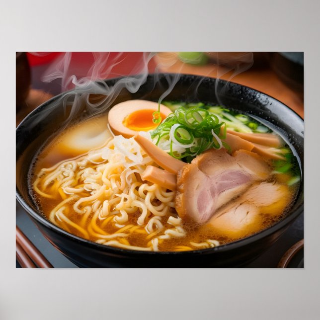 Póster Delicioso fondo de comida de fideos de Ramen (Frente)