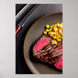 Póster Delicioso Juicy Rare Steak Poster