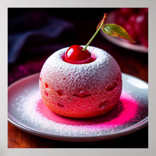 Póster Delicioso postre de cereza en plato