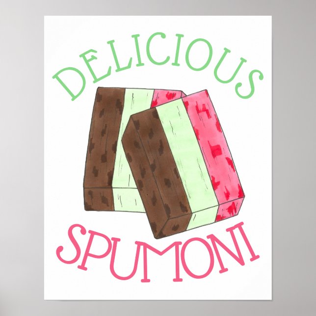 Póster Delicioso Spumoni Italiano Gelato Helado Crema Spu (Frente)