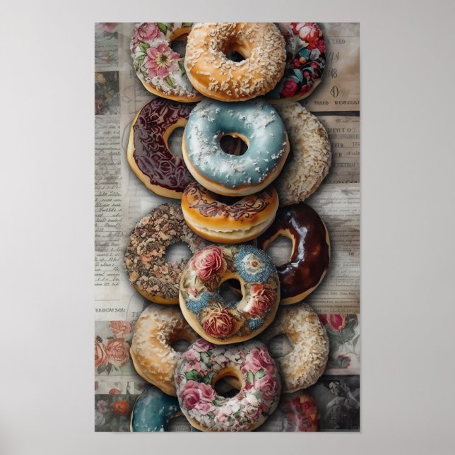 Póster Deliciosos Bagels decorativos (Frente)