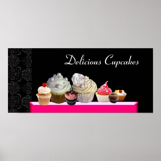 Póster DELICIOSOS CUPCAKES DESIERTOS, Violeta Púrpura Ros (Frente)