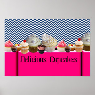PÓSTER DELICIOSOS CUPCAKES TIENDA DEL DESIERTO/ CHEVRÓN A