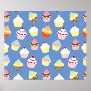 Póster Deliciosos pasteles de cumpleaños decorados