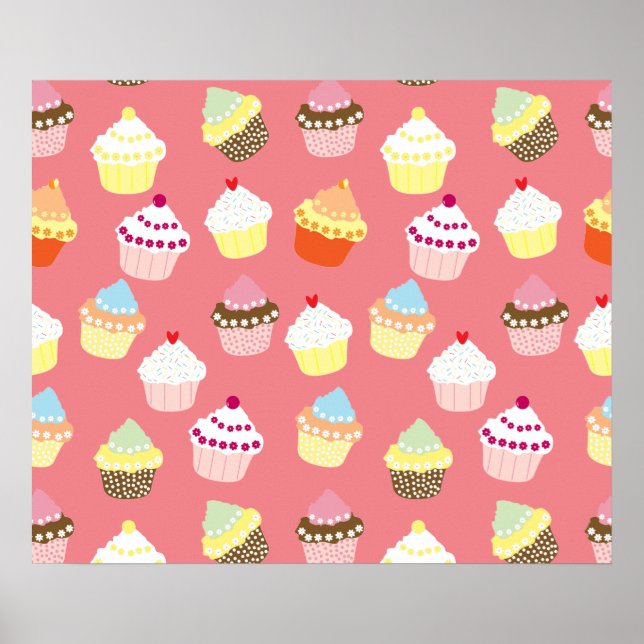 Póster Deliciosos pasteles de cumpleaños decorados (Frente)
