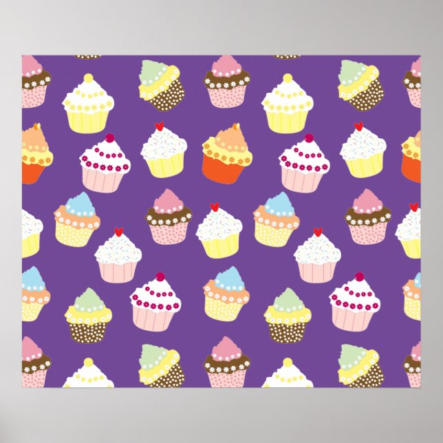 Póster Deliciosos pasteles de cumpleaños decorados (Frente)