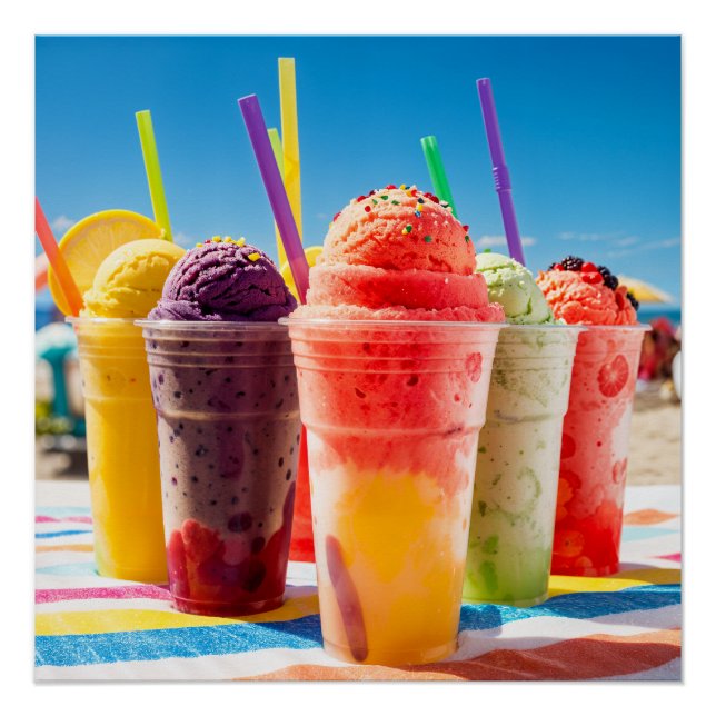 Póster Delicious water ice cream colorful (Anverso)