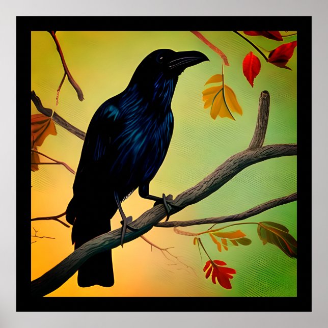 Póster Delightful Fun Raven Perched On Branch (Frente)