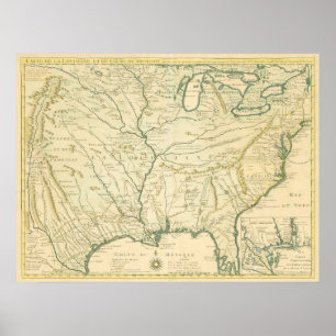 Póster Delisle. Carte de la Louisiane.... Paris, 1718