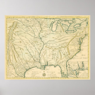 Póster Delisle. Carte de la Louisiane.... Paris, 1718