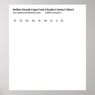 Póster Delius Swash Caps Fuente Glifos de contacto