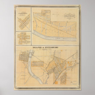 Póster Delphi & Pittsburg with suburban towns