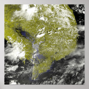 Póster Delta del Mekong y la montaña Tonle