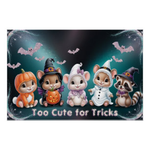 Póster Demasiado Lindo Para Trucos Animales de Halloween