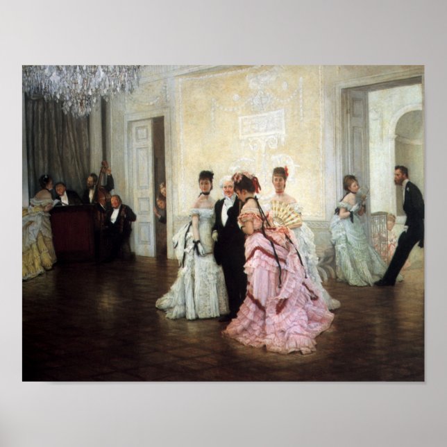 Póster Demasiado temprano, por James Tissot (Frente)