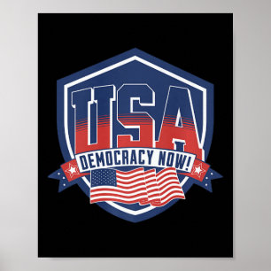 Póster Democracia Ahora Vota Kamala Harris 2024 Demócrata