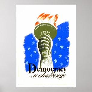 Póster Democracia un desafío WPA 1940