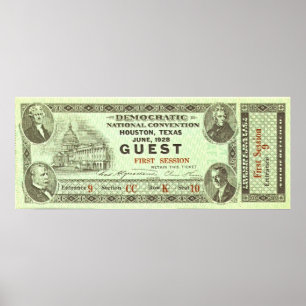 Póster Democratic National Convention Ticket 1928
