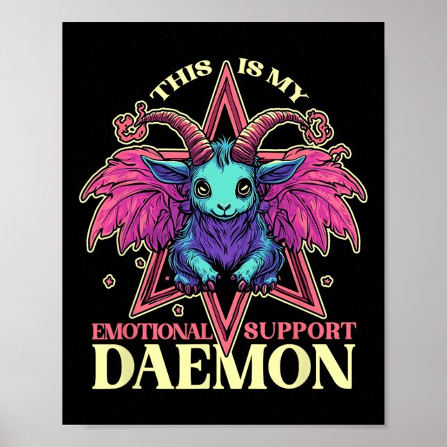 Póster Demón de apoyo emocional con salón de demonio de c (Frente)