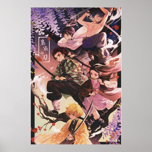 Póster Demon Slayer  Tanjirou Nezuko Zenitsu Inosuke Shin (Frente)