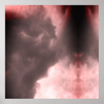 Demón y un dragón peleando en el cielo rojo